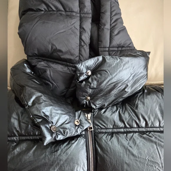 NWT - Massimo Dutti Women's Water Repellent Metallic Puffer Jacket - Size XL - Picture 7 of 15